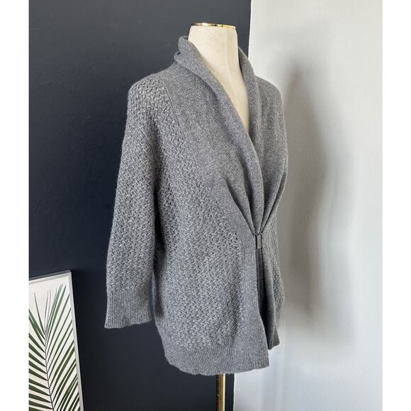Neiman Marcus Cashmere Collection Cardigan Buckle Front Sweater - Picture 4 of 14
